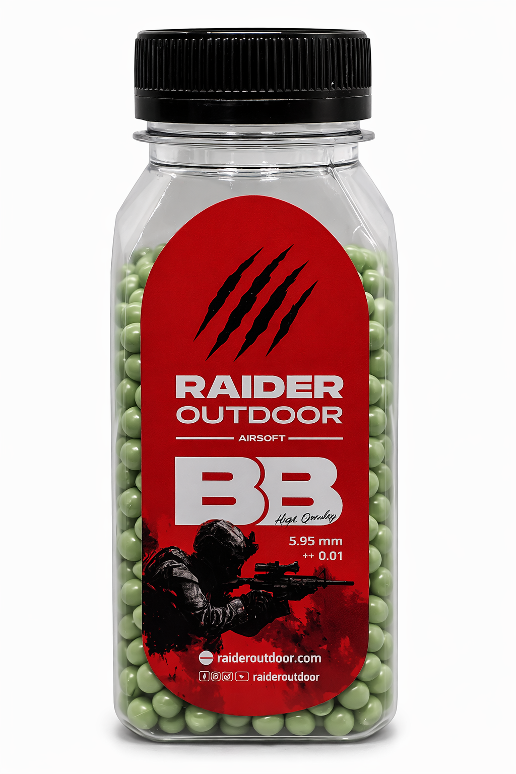 Raider Airsoft BB 0.25g – 2000 Adet – Tracer Yeşil
